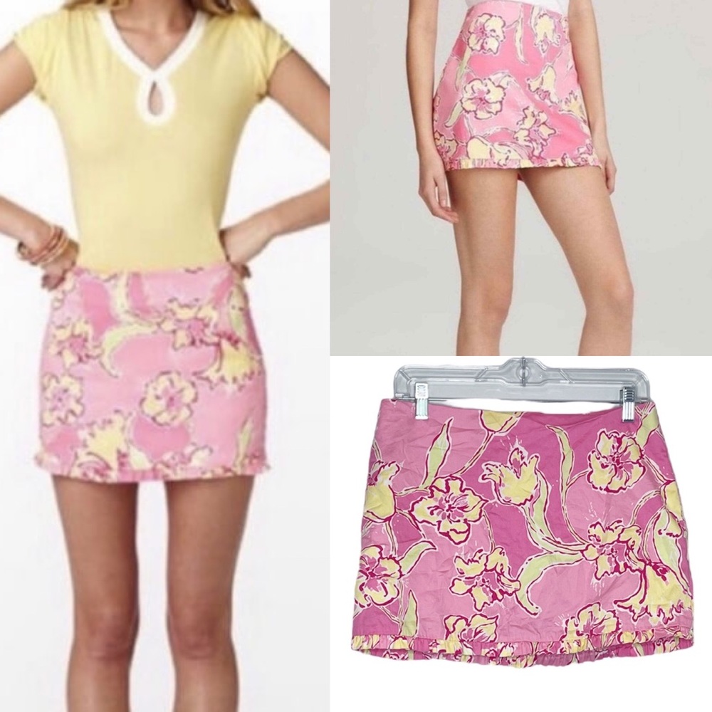 Lilly Pulitzer Callie Y2K Floral Ruffle Hem Mini Skirt Hotty Pink Day Lilly 4